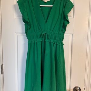 Monteau Emerald Green V-Neck Dress